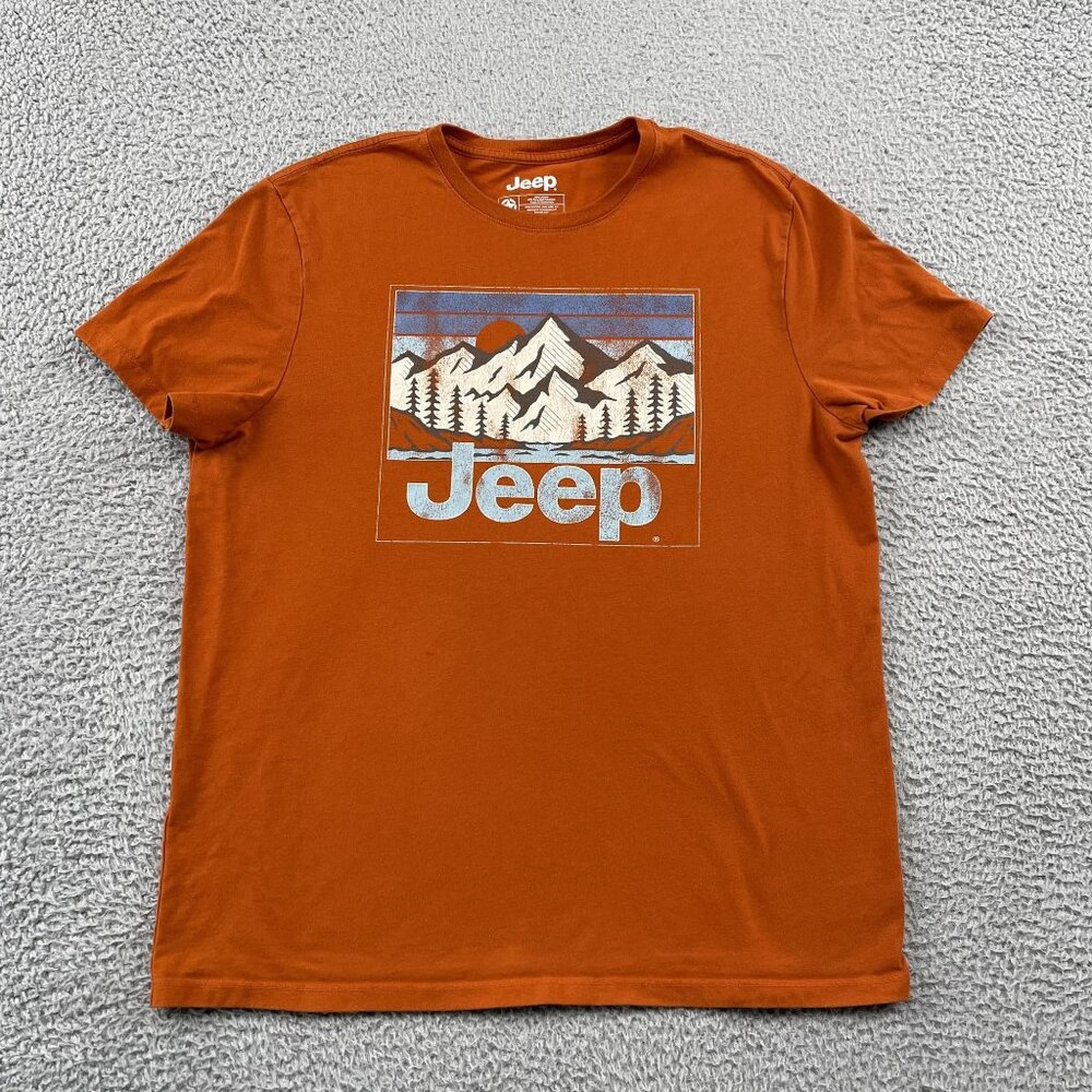 Jeep Mountains T-Shirt Mens Large Orange‎ Tee